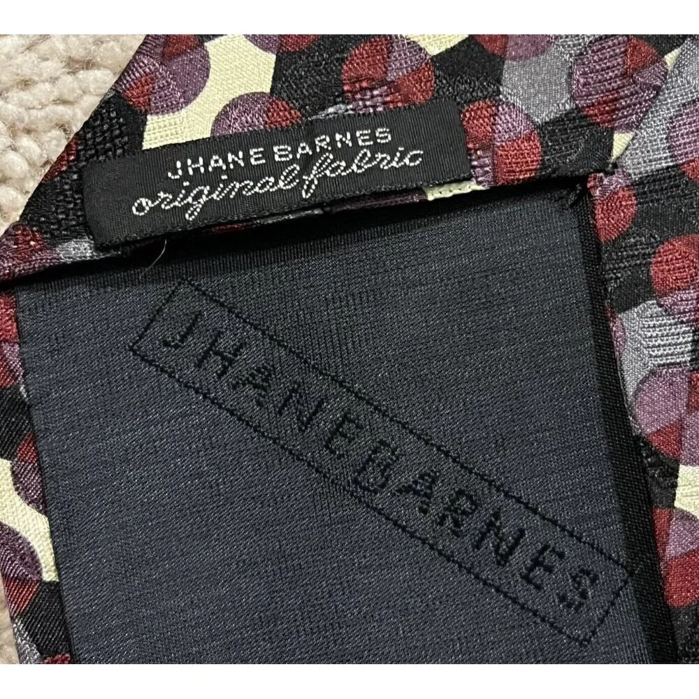 Jhane Barnes Silk Neck Tie Dots Diamonds Geometric Print Made in Japan Luxury - Picture 3 of 8